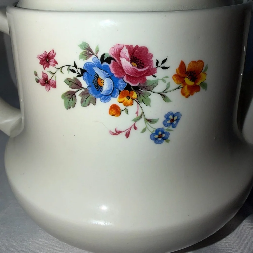 Vintage Drip-O-lator Ceramic Coffee/Teapot - Enterprise Aluminum Co. - Floral